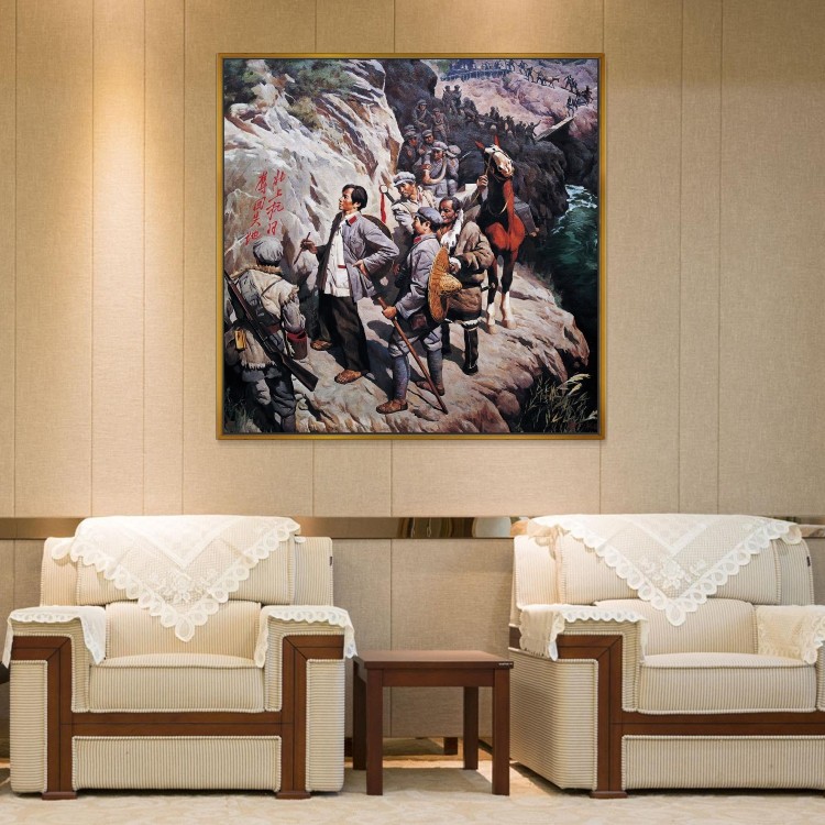 进军腊子口红军长征革命抗日战争油画办公室装饰画展厅会议室壁画