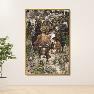 二小放牛郎堑红军长征革命抗日战争油画办公室装饰画展厅会议室