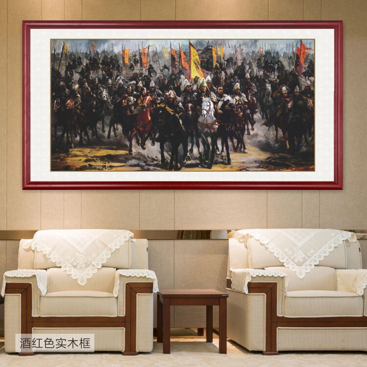 成吉思汗与蒙古铁骑革命战争油画会议室展厅墙画壁画走廊装饰S729