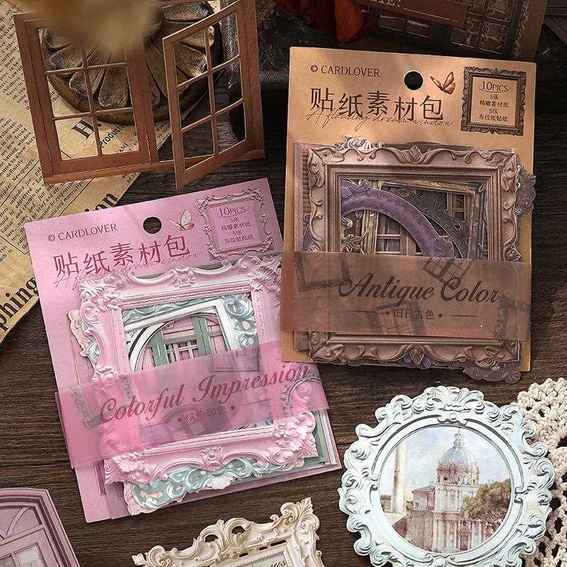 信的恋人贴纸素材包浮梦之窗系列文艺边框痛包装饰手帐素材纸
