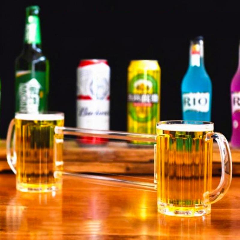 抖音网红同款同归于尽连体扎啤酒杯防摔双人交友脱单酒杯