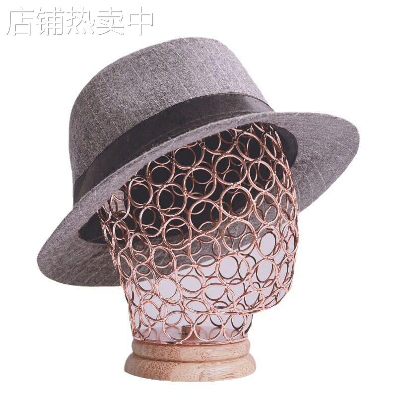 跨境新品玫瑰金铁艺电镀头模帽架软装衣帽间帽子收纳架帽子展示架