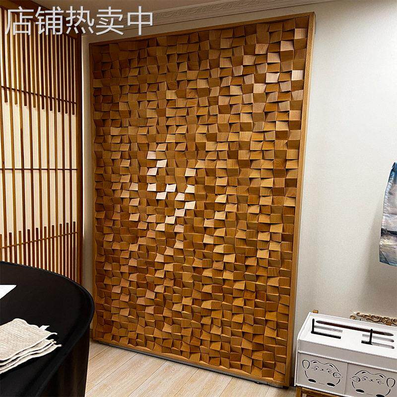 墙面吸音板挂画马赛克背景墙音响扩散板渐变色木块立体造型装饰画