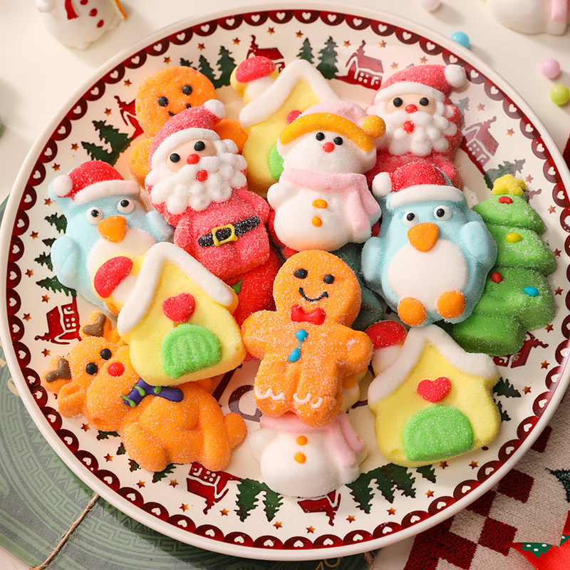 圣诞节糖果卡通圣诞老人圣诞树造型棉花糖软糖节日零食圣诞小礼物