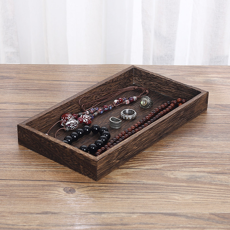 实木做旧首饰架家用收纳托盘手串架文玩桌面饰品看货盘项链展示架