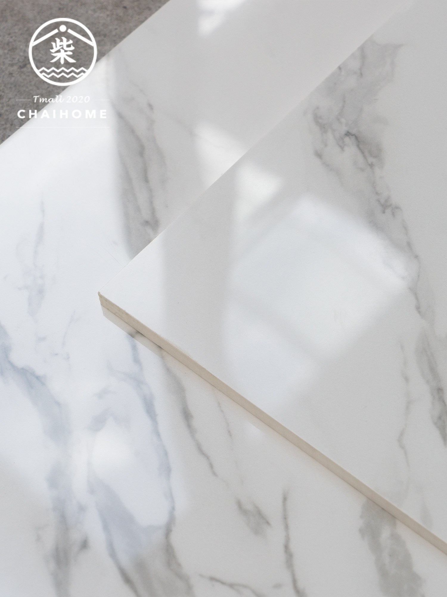 现代亮面鱼肚白大理石瓷砖客厅卡拉拉地砖厨房通体墙砖1200