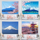 日式 饰挂布出租屋搭配挂毯布网红拍照背景墙布 背景布樱花富士山装