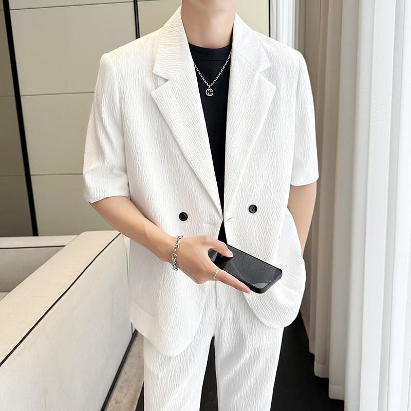 冰丝垂感西服宽松休闲直筒阔腿裤西装套装2306-P185,男装西服套装,星座1606