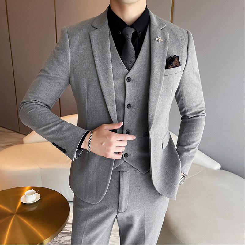 2024秋冬新款韩版修身商务西装三件套1606-8801-P235,男装西服套装,星座1606
