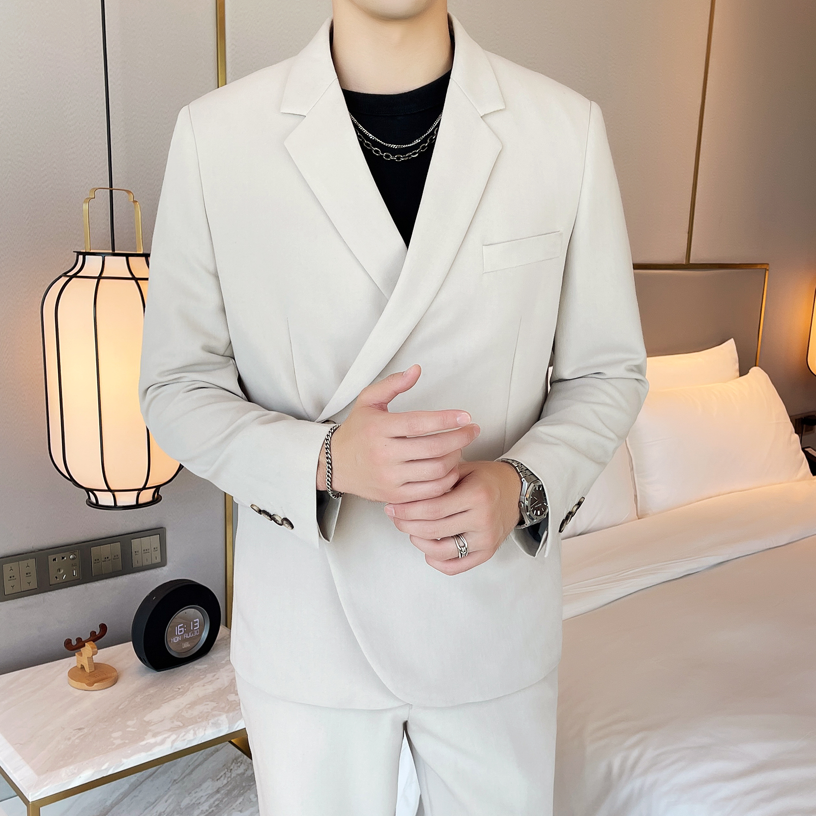 宽松休闲垂感男士西服两件套1606-1606-P205，男装西服套装，星座1606