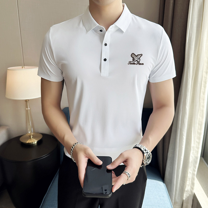 夏季男士PLO衫冰丝无痕刺绣高弹力上衣男短袖2206-P58,男装Polo衫,星座1606