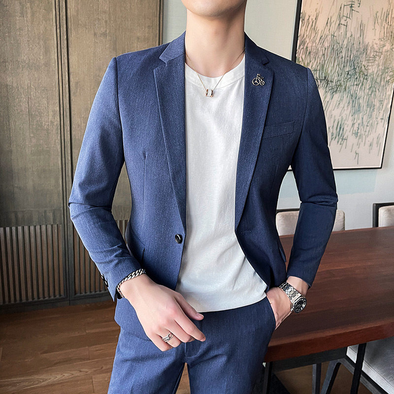 2024秋款男士西服韩版修身西装两件套1606-2000-P205图片
