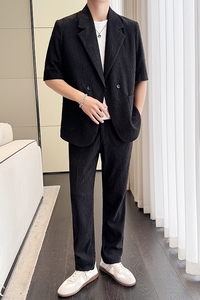 冰丝垂感西服宽松休闲直筒阔腿裤西装套装2306-P185图片