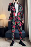 东北大花修身男士长袖西服长裤西装套装2403-P195，男装西服套装，星座1606