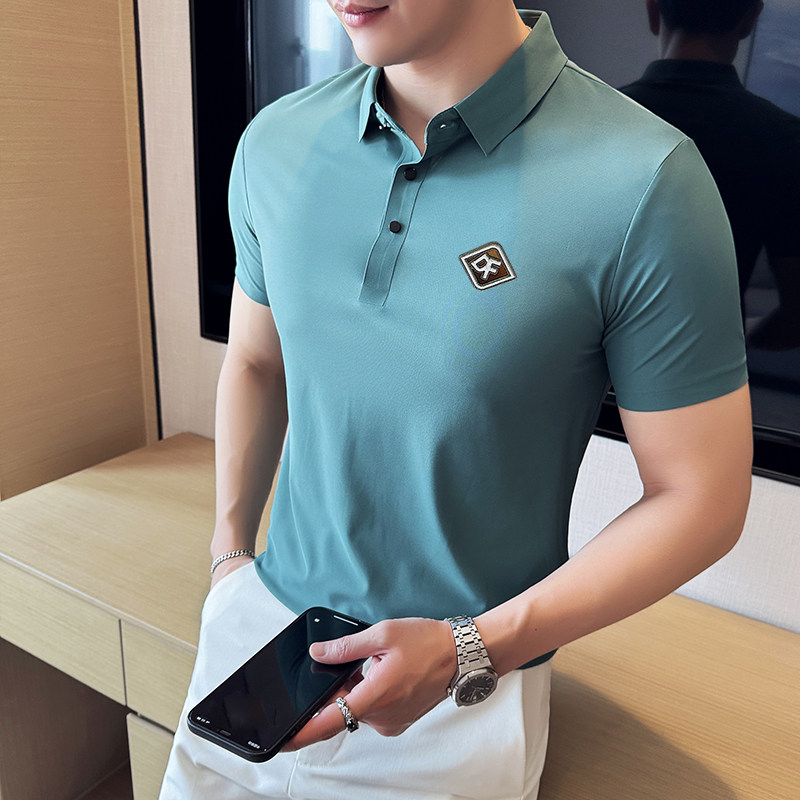 夏季男士PLO衫冰丝无痕刺绣高弹力上衣男短袖2202-P58,男装Polo衫,星座1606