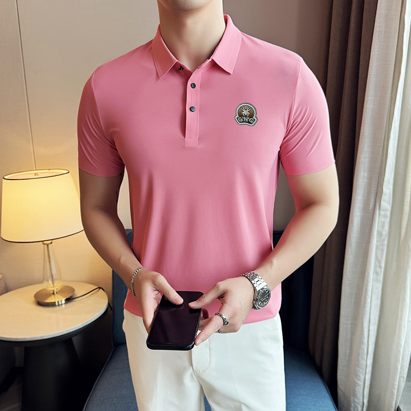 夏季男士PLO衫冰丝无痕刺绣高弹力上衣男短袖2203-P58,男装Polo衫,星座1606