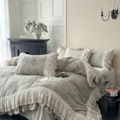 花边雕花牛奶绒四件套冬季 新款 法式 保暖法莱珊瑚绒加绒加厚被套