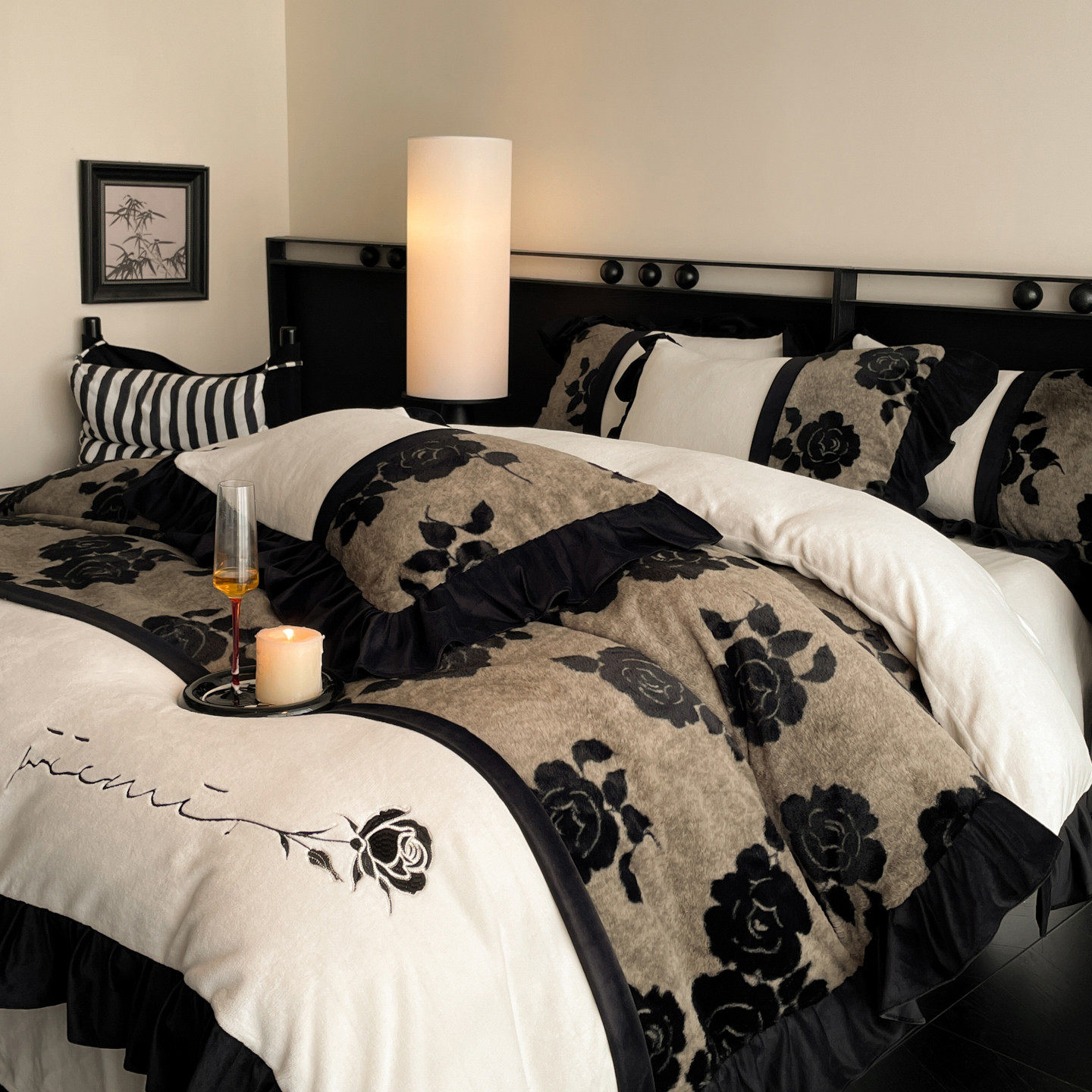 A类兔兔毛绒牛奶绒四件套冬季珊瑚绒被套加绒加厚高级感轻奢床笠