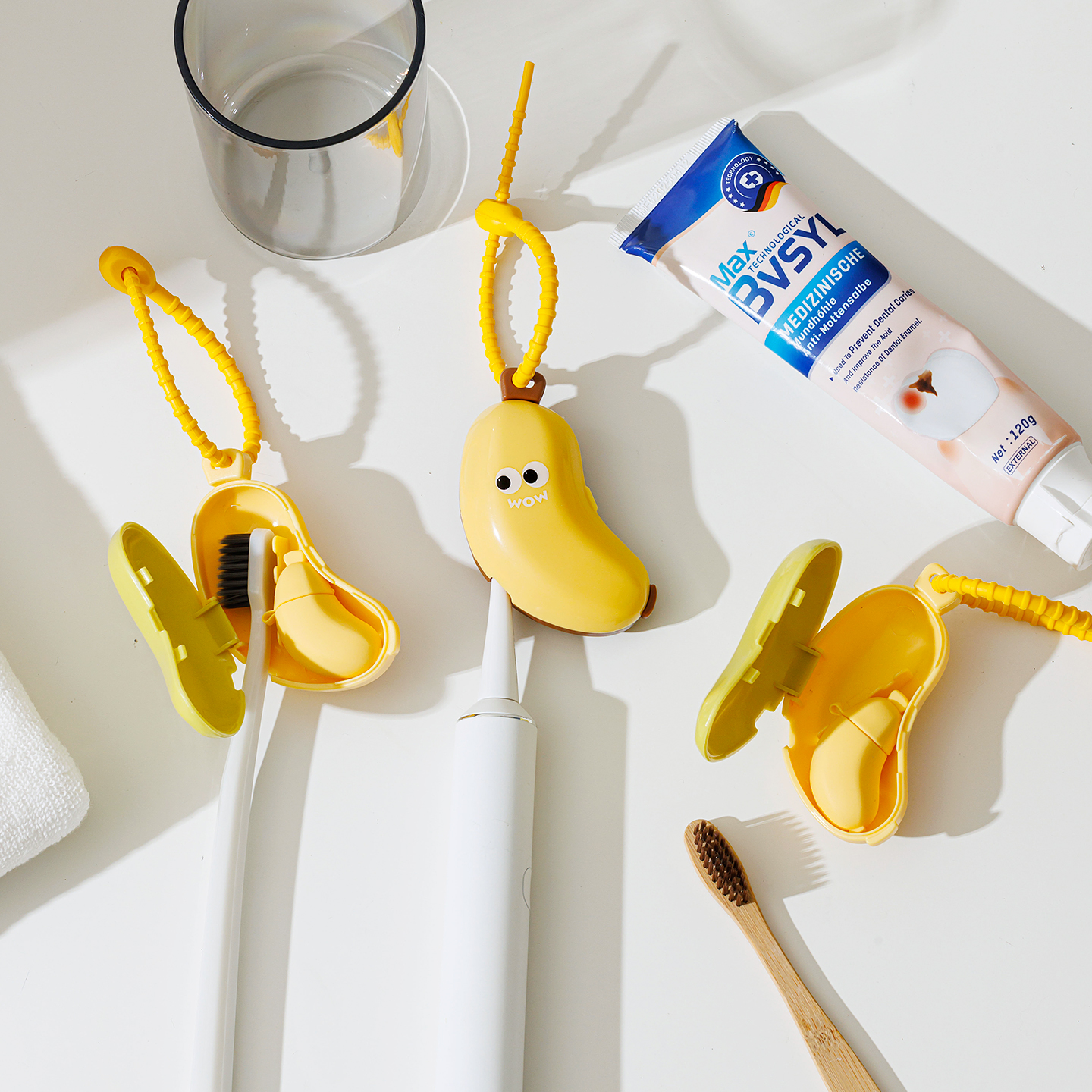 香蕉牙刷头保护套旅行便携式旅游电动牙刷防尘保护壳牙膏收纳盒