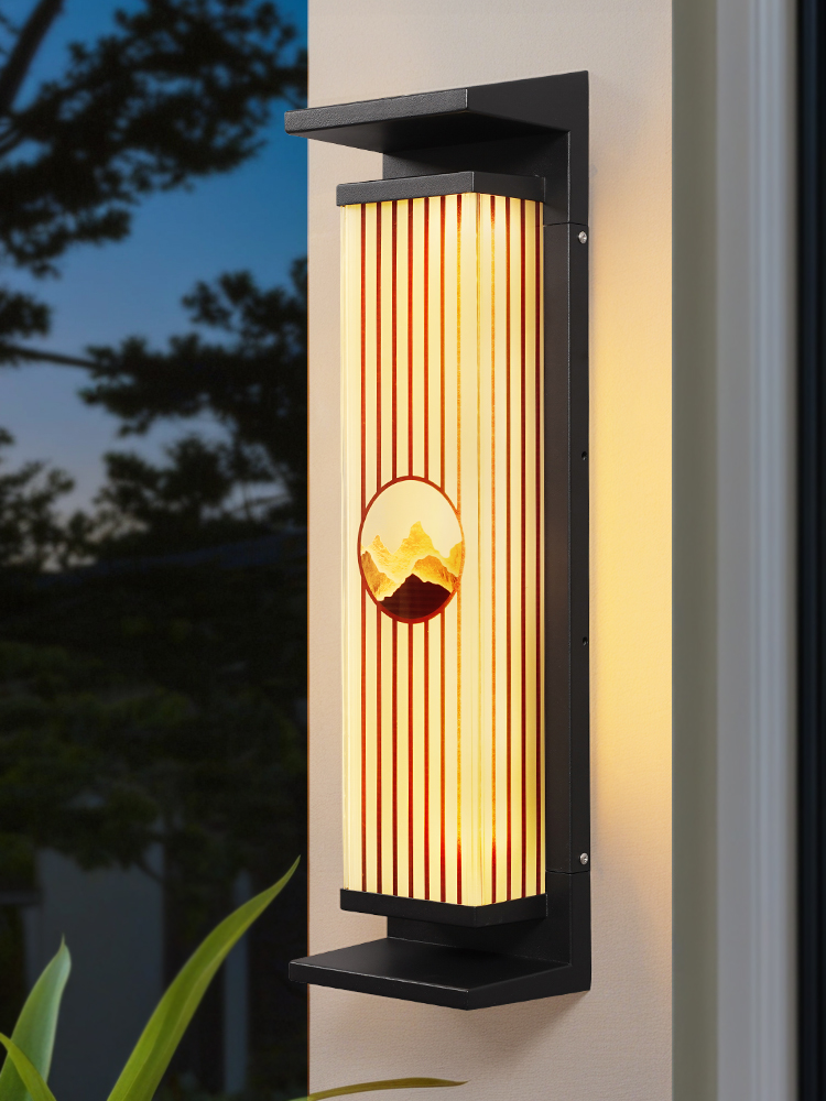 新中式日照金山太阳能户外壁灯防水别墅庭院大门外墙灯室外露台灯