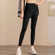 奥特莱斯NK瑜伽裤女运动长裤紧身跑步外穿高腰提臀健身服假两件裤