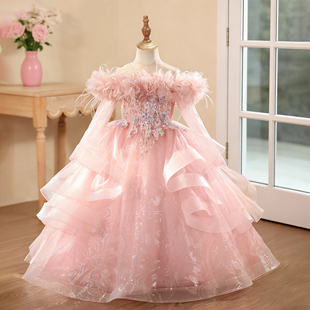 钢琴演奏礼服女童高端轻奢小众主持人生日公主裙洋气儿童演出服冬