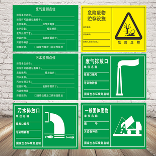污水废气监测点位环保标识牌危险废物贮存设施警示牌雨水污水废气排放口噪声排放源一般固体废物化粪池标志牌