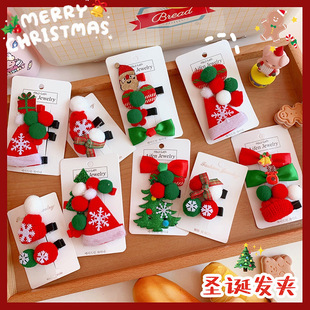 圣诞儿童头饰发夹卡通可爱雪人发卡超萌派对活动礼物发饰套装