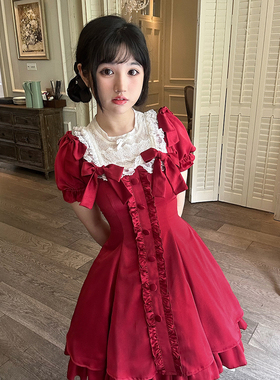 【短款】安妮的礼物短袖OP连衣裙大码复古显瘦敬酒服月桂树LOLITA