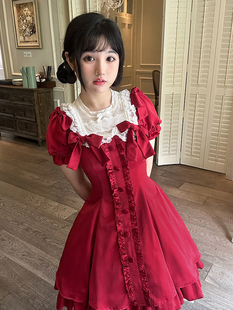 【短款】安妮的礼物短袖OP连衣裙大码复古显瘦敬酒服月桂树LOLITA