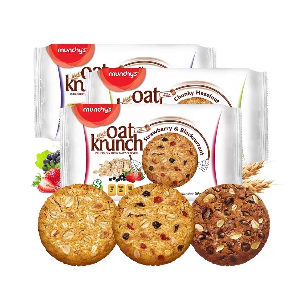 马来西亚马奇新新巧克力草莓黑味燕麦饼干进口饱腹零食早餐点心