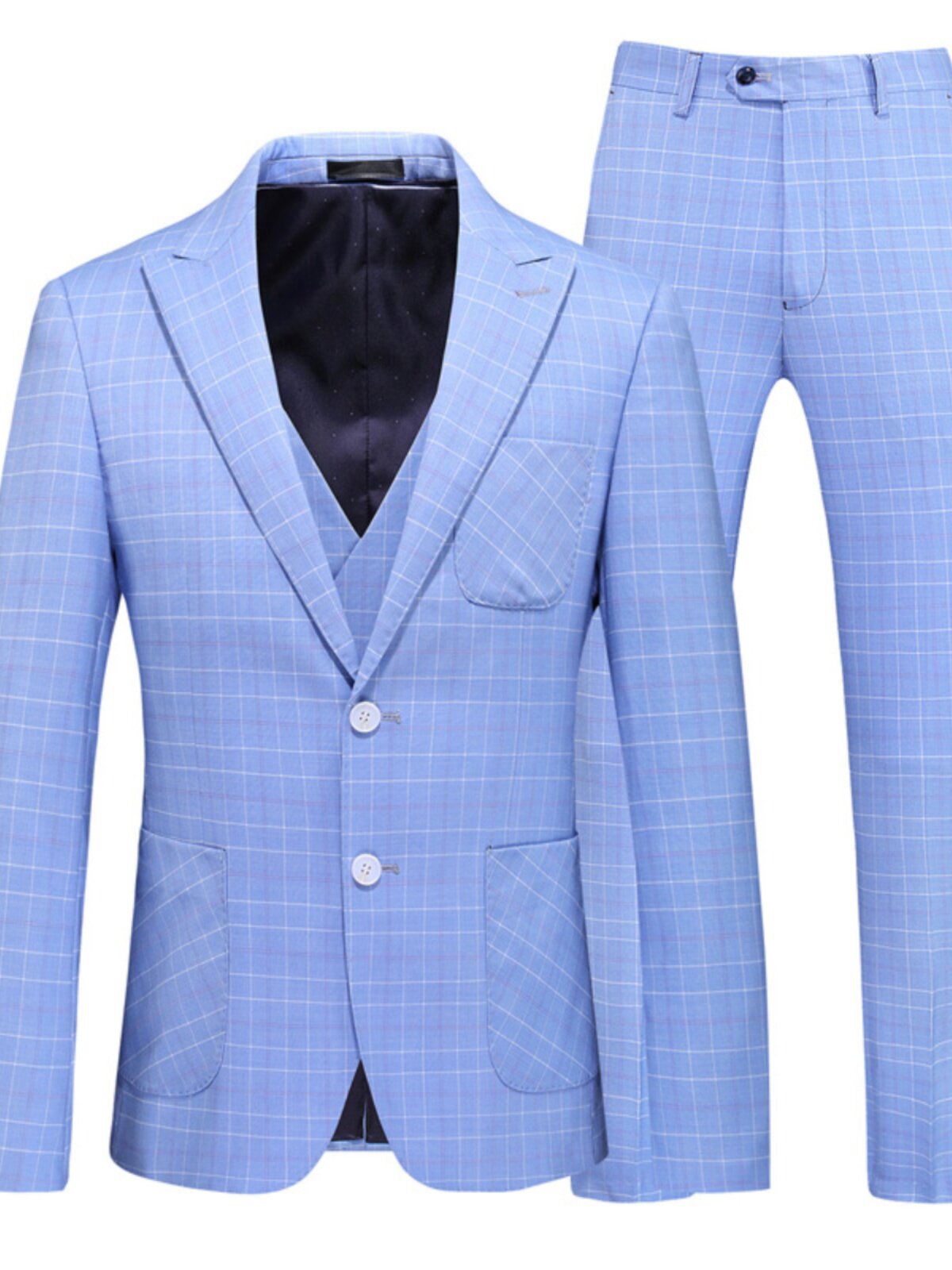 TRENDY MENS SUIT SET OF THREE PIECES SLIM GROOM WEDDING DRESS HIGH-END SHOW HOST SUIT SET