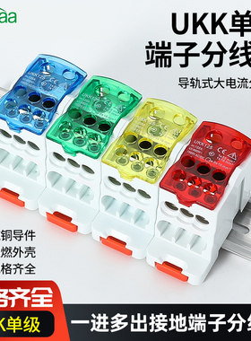 一进多出导轨式分线盒UKK80A 125A 160A 250A 400A500A零线端子排