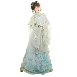 原创汉服女中国风明制云肩立领对襟长衫褶裙古装仙气飘逸春夏全套