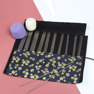 布艺纯棉毛衣针收纳包盒子袋子20直针棒针环形针25收纳编织工具套