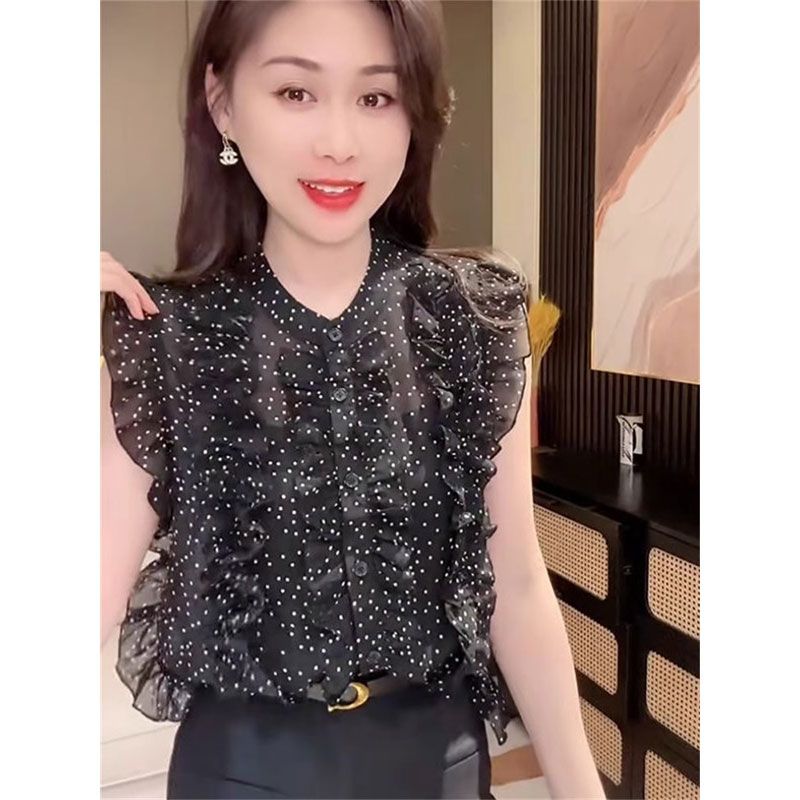 2025夏季新款波点印花雪纺衫
