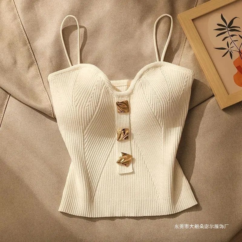 法式针织吊带背女夏内搭性感美背修身高级感打底抹胸上衣外穿