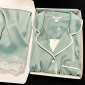 仿真丝家居服套装 冰丝睡衣女春秋季 2024年新品 薄款 柔软天可外 长袖