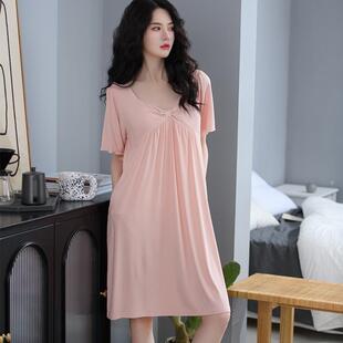 2-300斤大码睡衣女冰丝睡裙短袖夏季新款简约高级感可外穿家居服