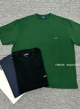 【福利款】长谷川日系口袋刺绣330g重磅圆领宽松纯棉口袋短袖T恤