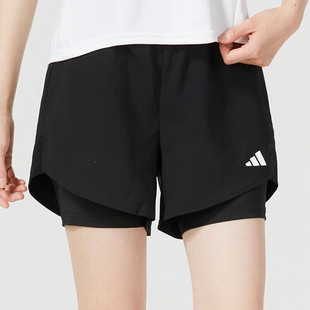 阿迪达斯/Adidas女子梭织速干健身训练防走光运动休闲短裤 HN1044