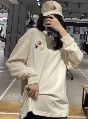 阿迪达斯NEO男女款芝麻街联名春秋运动休闲翻领卫衣Polo衫HM9949