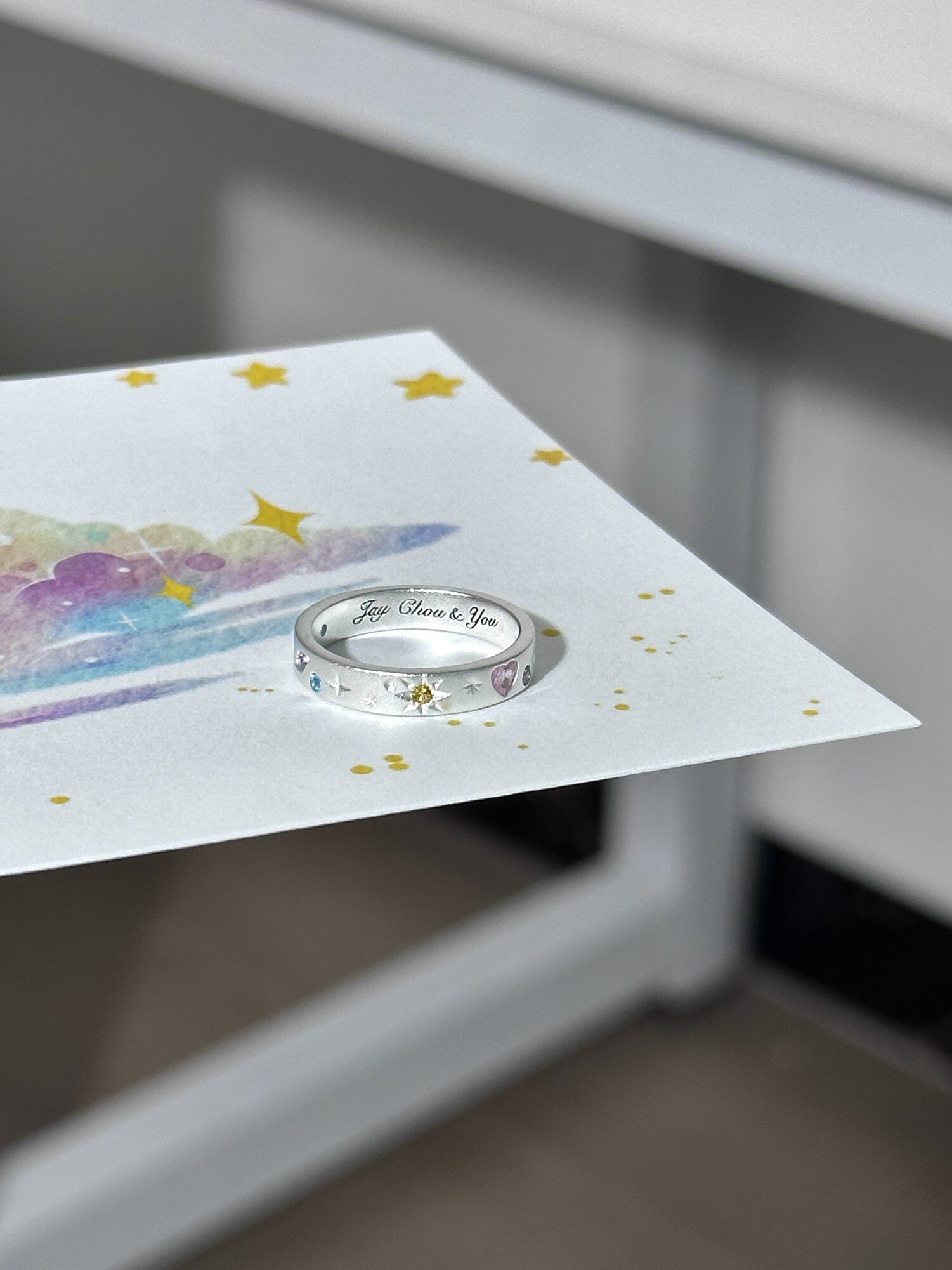 Bell定制/直角款磨砂星河甜心戒指s925银闭口纪念日礼物送女友