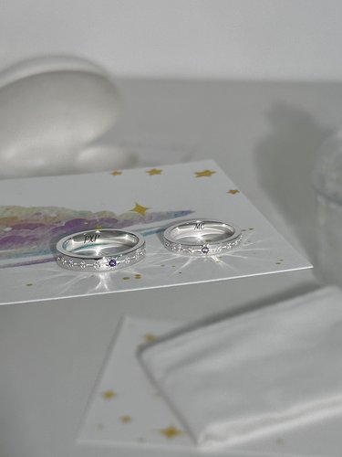 Bell定制/星连星情侣对戒s925纯银闭口指环纪念日礼物送女友