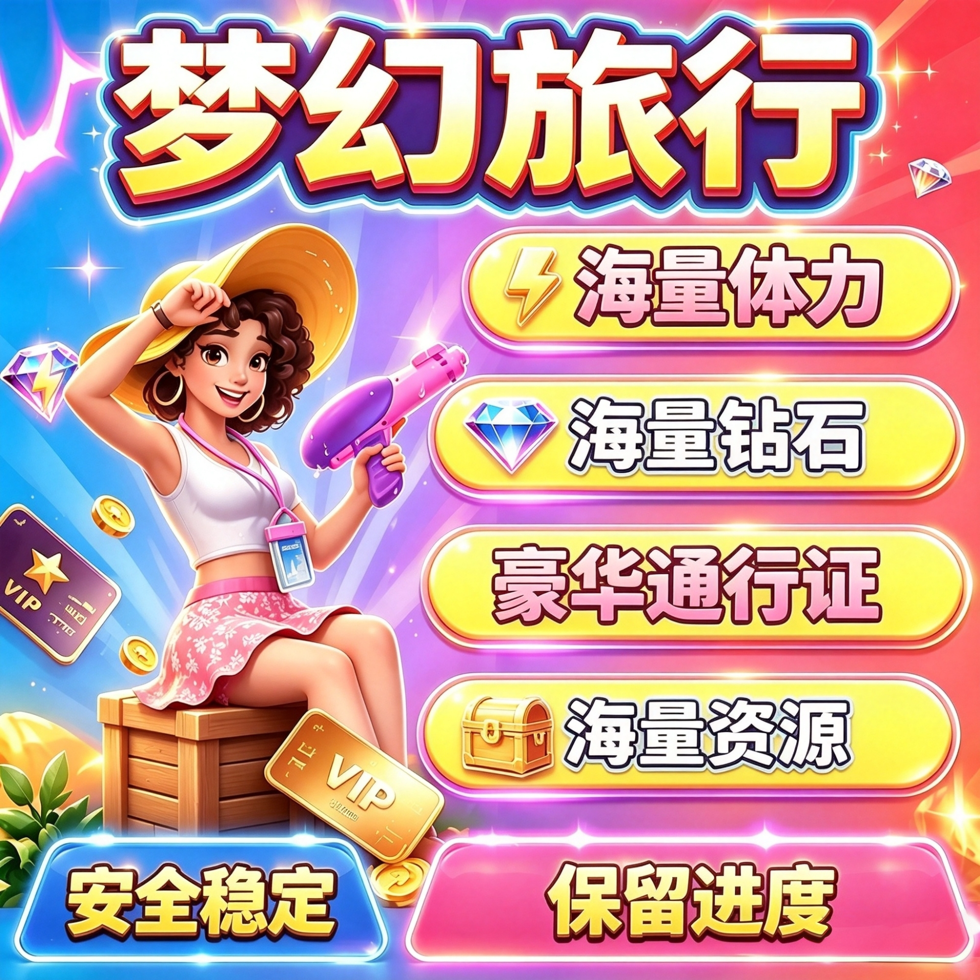 梦幻旅行无限体力/砖石/通行证/集卡/相册/兑换码/小程序游戏