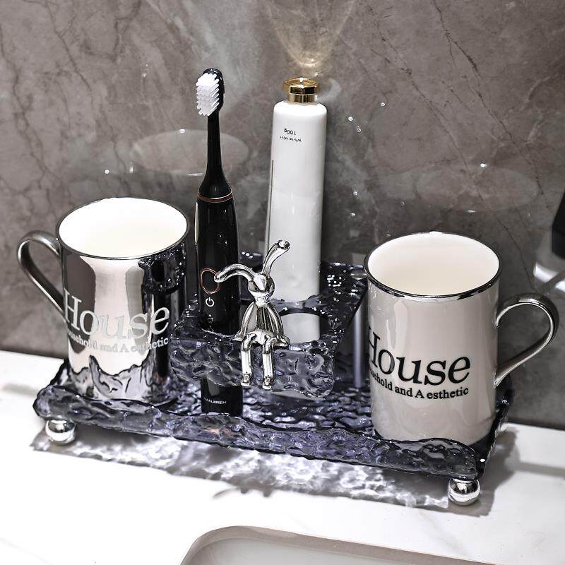 轻奢牙刷置物架洗漱杯架子卫生间高级感漱口杯套装浴室牙杯收纳架