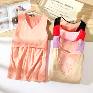 孕妇保暖背心加绒加厚秋冬怀孕期打底内衣大码 棉产后哺乳喂奶上衣