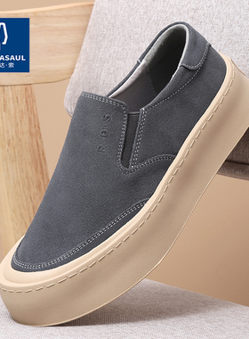 帕达索男鞋新款轻便舒适厚底休闲鞋一脚蹬乐福鞋懒人板鞋潮250302