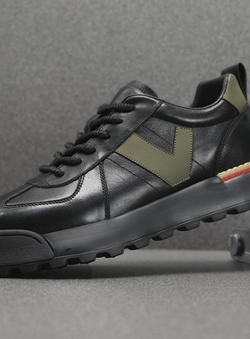 帕达索男鞋春夏款2024新款真皮休闲鞋男潮流百搭鞋子男潮鞋240307