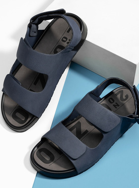 帕达索男士凉鞋夏季新款外穿真皮凉拖百搭透气休闲沙滩鞋男240430